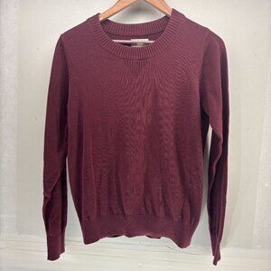 Ladies Burgundy Sweater Medium Pact 100% Organic Cotton Long Sleeve EUC
